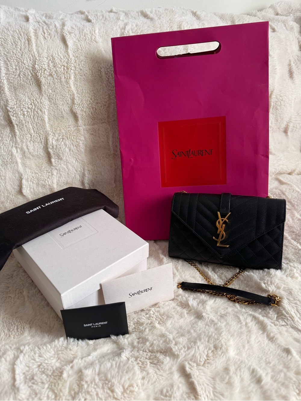 Yves Saint Laurent Black Quilted Leather Crossbody with Gold YSL Hardware